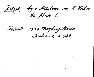 Bild på arkivkortet för arkivposten Fotsjö