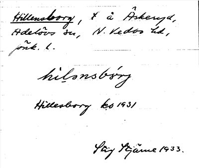 Bild på arkivkortet för arkivposten Hillensborg