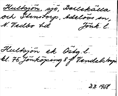 Bild på arkivkortet för arkivposten Hultsjön