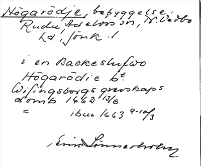 Bild på arkivkortet för arkivposten Högarödje