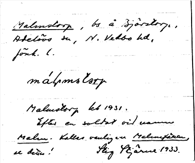 Bild på arkivkortet för arkivposten Malmtorp