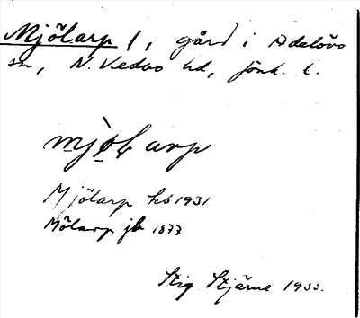 Bild på arkivkortet för arkivposten Mjölarp