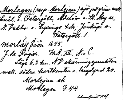 Bild på arkivkortet för arkivposten Morlegen (resp. Morlejan)