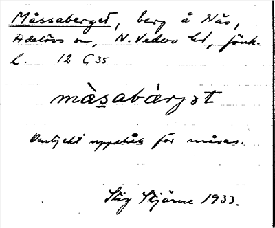 Bild på arkivkortet för arkivposten Måssaberget