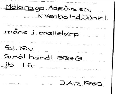 Bild på arkivkortet för arkivposten Mölarp