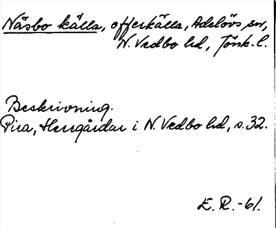 Bild på arkivkortet för arkivposten Näsbo källa