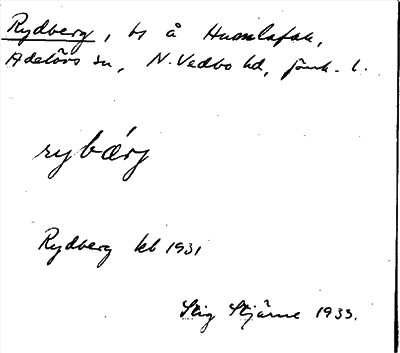 Bild på arkivkortet för arkivposten Rydberg