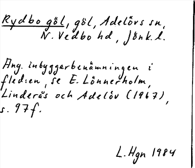 Bild på arkivkortet för arkivposten Rydbo göl