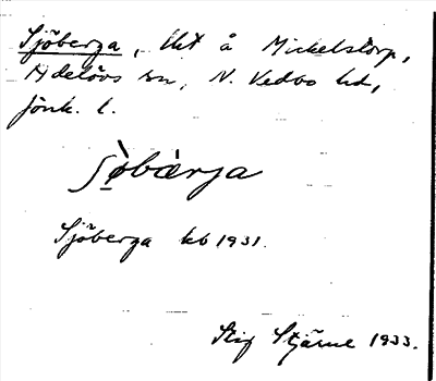 Bild på arkivkortet för arkivposten Sjöberga