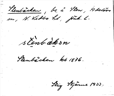 Bild på arkivkortet för arkivposten Stenbäcken