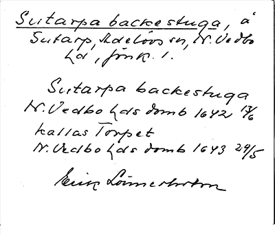 Bild på arkivkortet för arkivposten Sutarpa backestuga