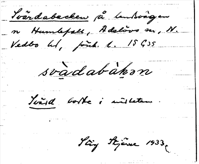 Bild på arkivkortet för arkivposten Svärdabacken