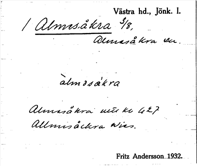 Bild på arkivkortet för arkivposten Almesåkra