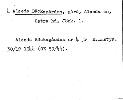 Bild på arkivkortet för arkivposten Alseda Bäckagården