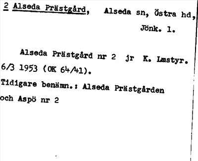 Bild på arkivkortet för arkivposten Alseda Prästgård