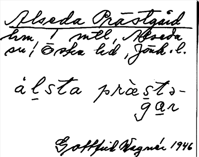 Bild på arkivkortet för arkivposten Alseda Prästgård