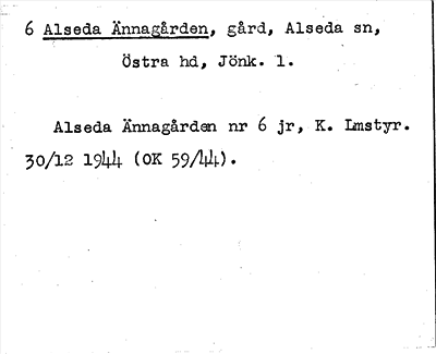Bild på arkivkortet för arkivposten Alseda Ännagården
