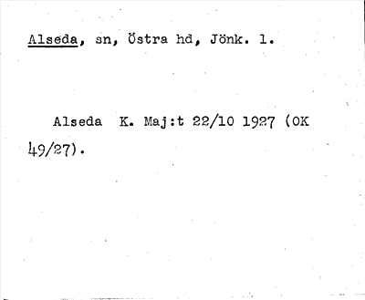 Bild på arkivkortet för arkivposten Alseda