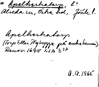 Bild på arkivkortet för arkivposten *Apelhestratorp