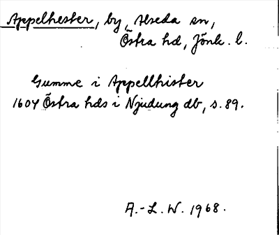Bild på arkivkortet för arkivposten Appelhester
