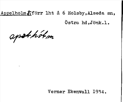 Bild på arkivkortet för arkivposten Appelholm