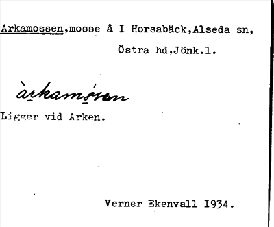 Bild på arkivkortet för arkivposten Arkamossen