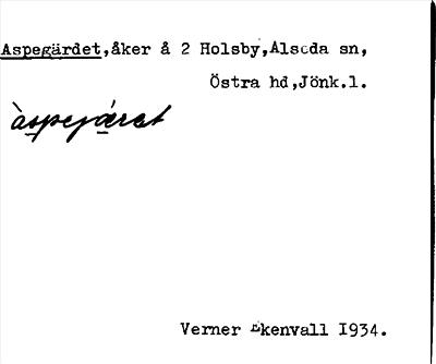 Bild på arkivkortet för arkivposten Aspegärdet