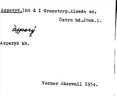 Bild på arkivkortet för arkivposten Asperyd