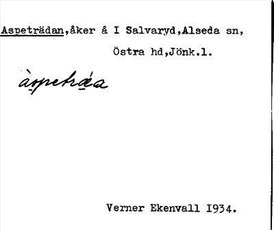Bild på arkivkortet för arkivposten Aspeträdan