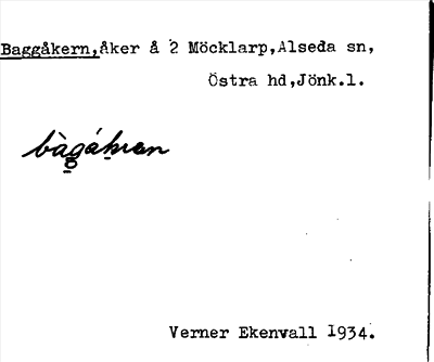 Bild på arkivkortet för arkivposten Baggåkern