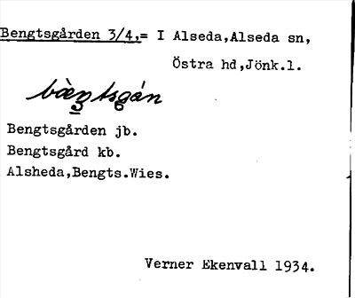 Bild på arkivkortet för arkivposten Bengtsgården