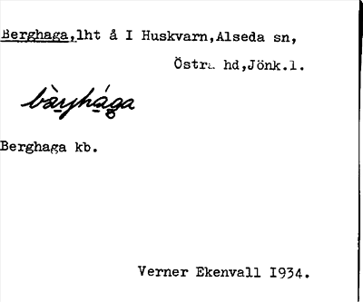 Bild på arkivkortet för arkivposten Berghaga