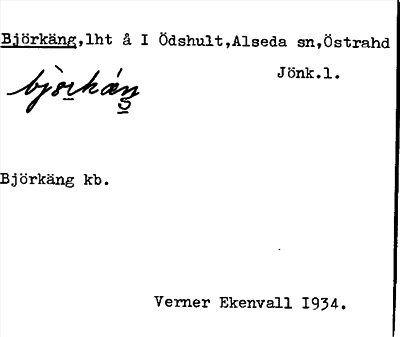 Bild på arkivkortet för arkivposten Björkäng