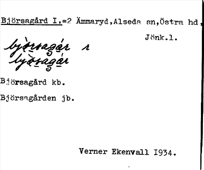 Bild på arkivkortet för arkivposten Björsagård