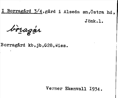 Bild på arkivkortet för arkivposten Borragård