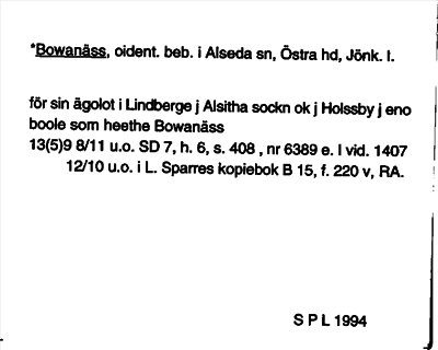 Bild på arkivkortet för arkivposten *Bowanäss