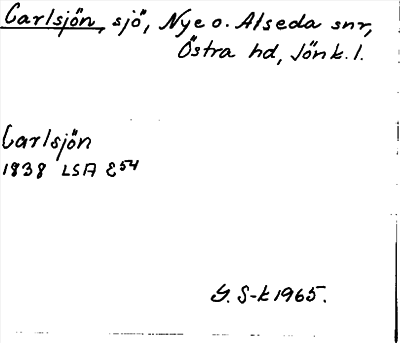 Bild på arkivkortet för arkivposten Carlsjön