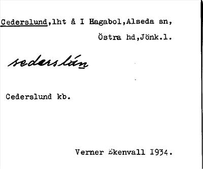 Bild på arkivkortet för arkivposten Cederslund
