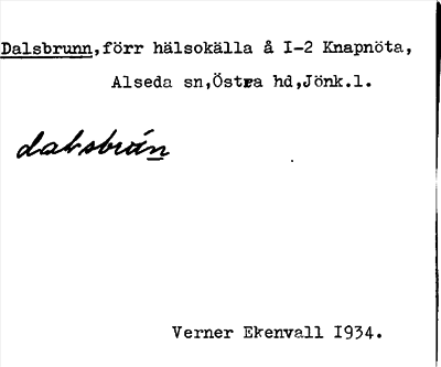 Bild på arkivkortet för arkivposten Dalsbrunn