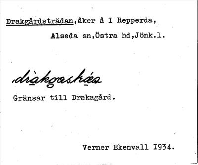 Bild på arkivkortet för arkivposten Drakgårdsträdan