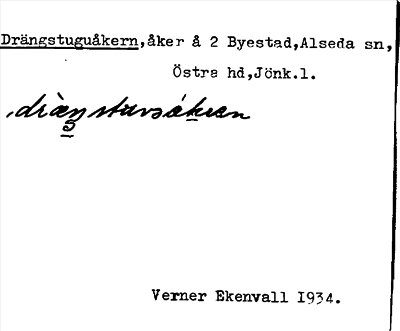 Bild på arkivkortet för arkivposten Drängstuguåkern