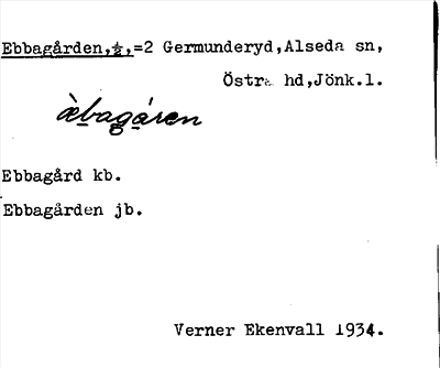 Bild på arkivkortet för arkivposten Ebbagården
