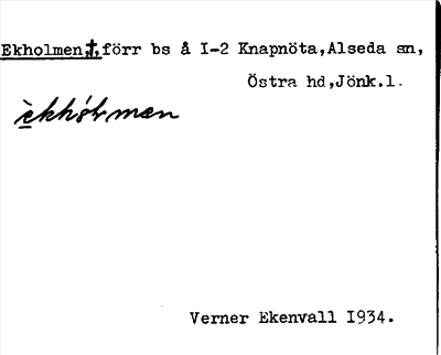 Bild på arkivkortet för arkivposten Ekholmen