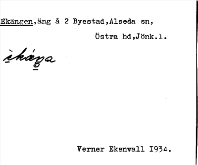 Bild på arkivkortet för arkivposten Ekängen