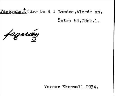 Bild på arkivkortet för arkivposten Fageräng