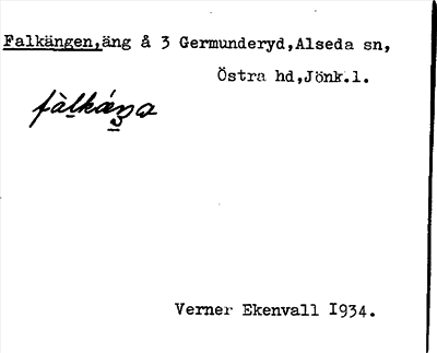 Bild på arkivkortet för arkivposten Falkängen
