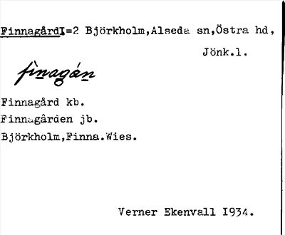 Bild på arkivkortet för arkivposten Finnagård