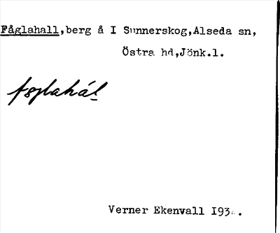 Bild på arkivkortet för arkivposten Fåglahall