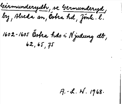 Bild på arkivkortet för arkivposten Girmunderydh, se Germunderyd