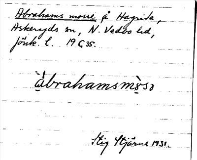 Bild på arkivkortet för arkivposten Abrahams mosse